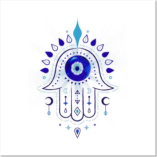 Hamsa Evil Eye Hand Posters and Art